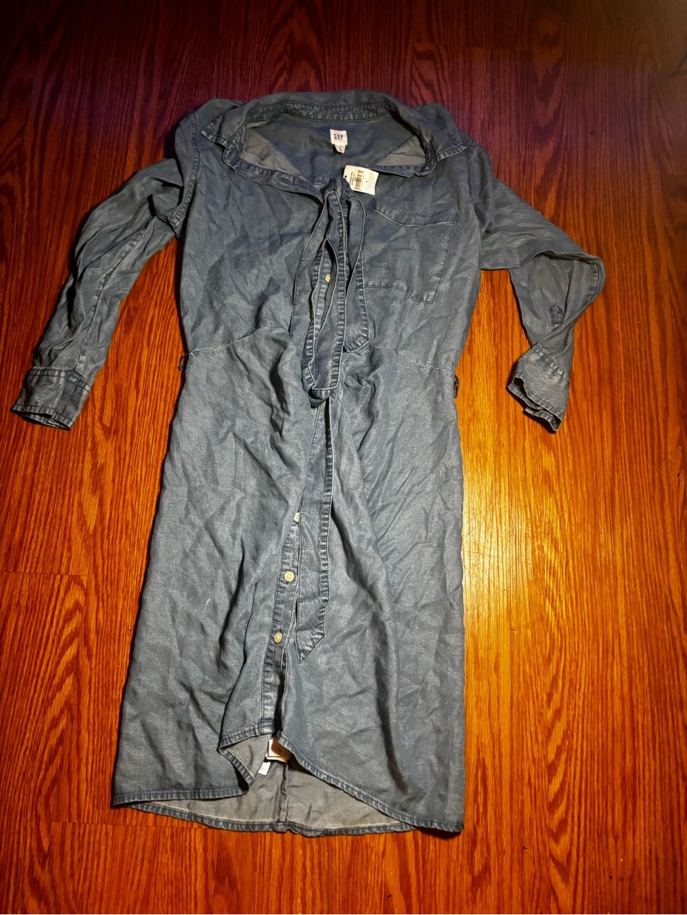 GAP Chambray Midi Shirt Dress - Blue